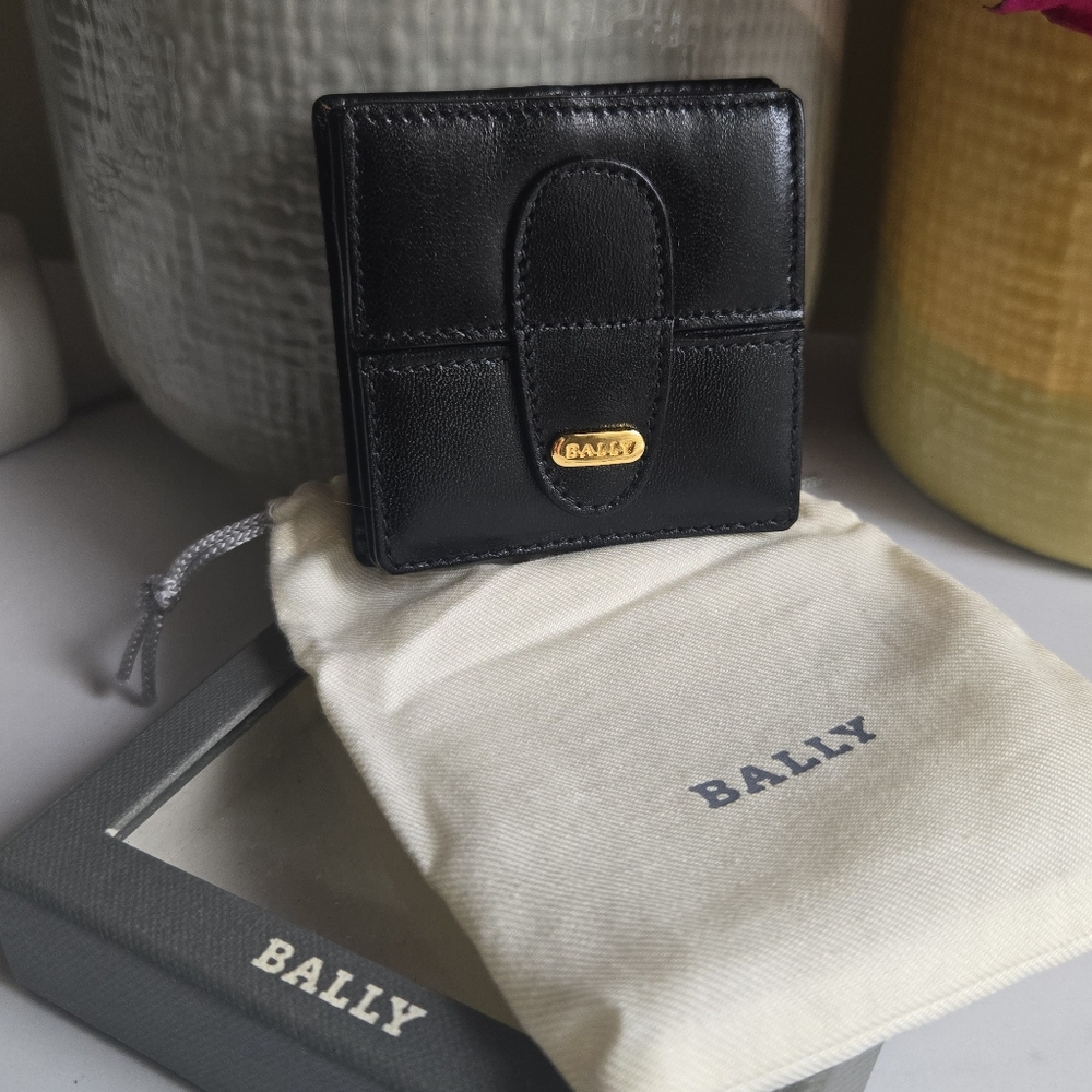 NIB Vintage Bally Black Leather Coin Pouch Wallet